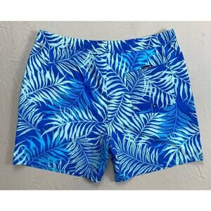 Quiksilver Mesh Lined Pull On Elastic Waist Swim Shorts, Trunks. Blue Floral, XL